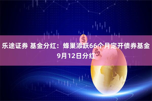 乐途证券 基金分红：蜂巢添跃66个月定开债券基金9月12日分红