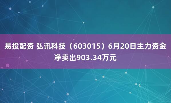 易投配资 弘讯科技（603015）6月20日主力资金净卖出903.34万元