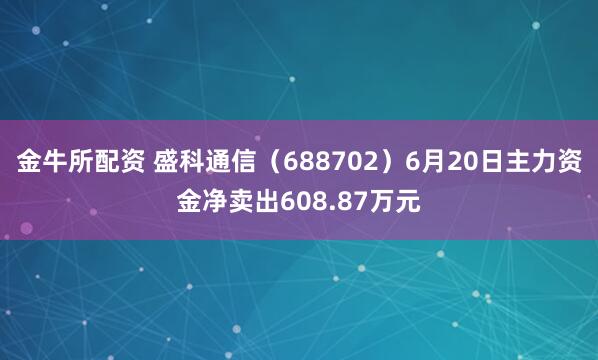 金牛所配资 盛科通信（688702）6月20日主力资金净卖出608.87万元